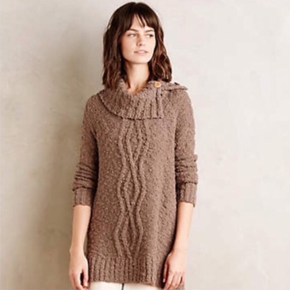Anthropologie Moth Nubby Chunky Cowl Knit Sweater